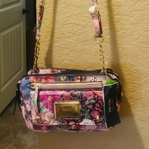 Nicole miller floral crossbody purse